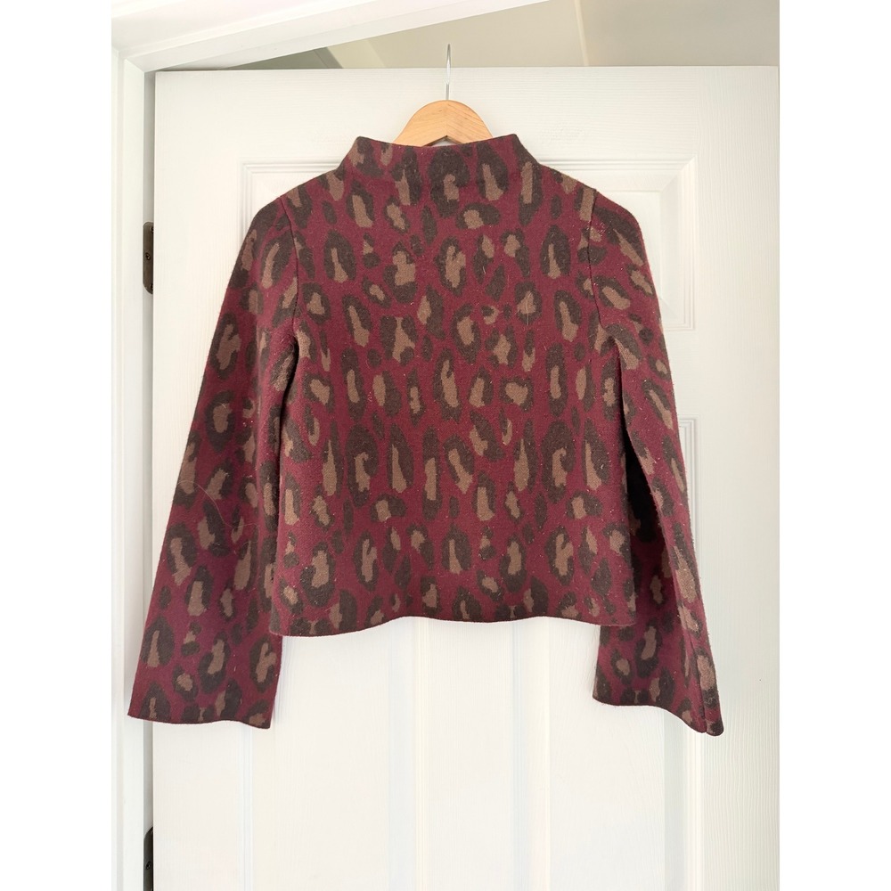 DEMYLEE New York Womens Wool Leopard Print Sweater Quiet Luxury Preppy Mature